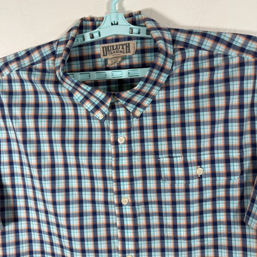 Duluth Trading Shirt Mens‎ 3XL Blue Button Down Relaxed Fit Cotton Blend Outdoor